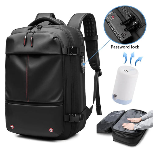 Men Travel Backpack Vacuum Compression 17 Inch Laptop Backpack Business Large Capacity School Backpack Expanded Hiking Backpack