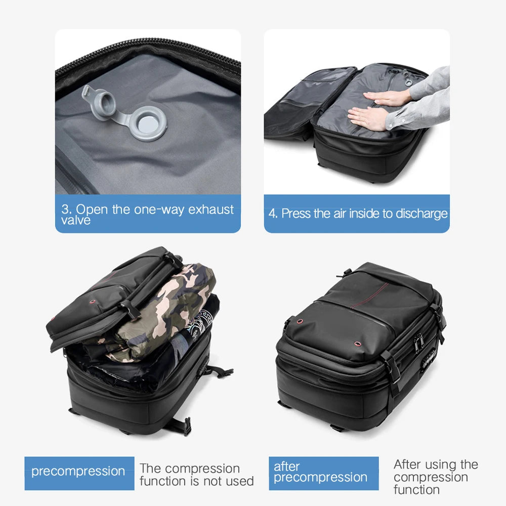 Men Travel Backpack Vacuum Compression 17 Inch Laptop Backpack Business Large Capacity School Backpack Expanded Hiking Backpack